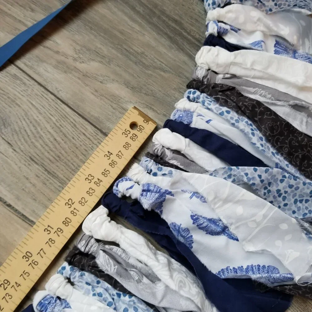 Fabric Banner Wall Hanging | Cubicle Decor, Fabric Garland | Blue Bohemian | 7'